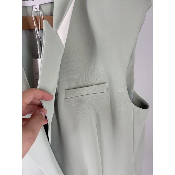 Veronica Beard Mint Green Double-Breasted Vest – Sleeveless Blazer Jacket - Picture 5 of 6